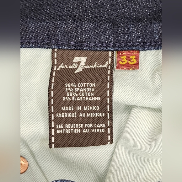 7 FOR ALL MANKIND men's slimmy jeans, size 33, darkwash - Picture 6 of 6